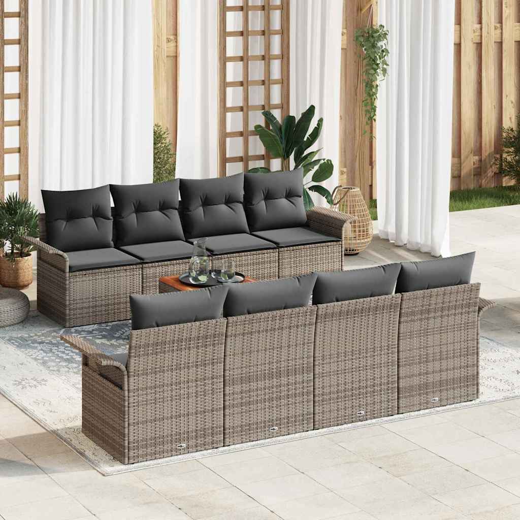 JUNG Vida Gartensofa-set mit Kissen 9 pcs Grau Poly-Rattan