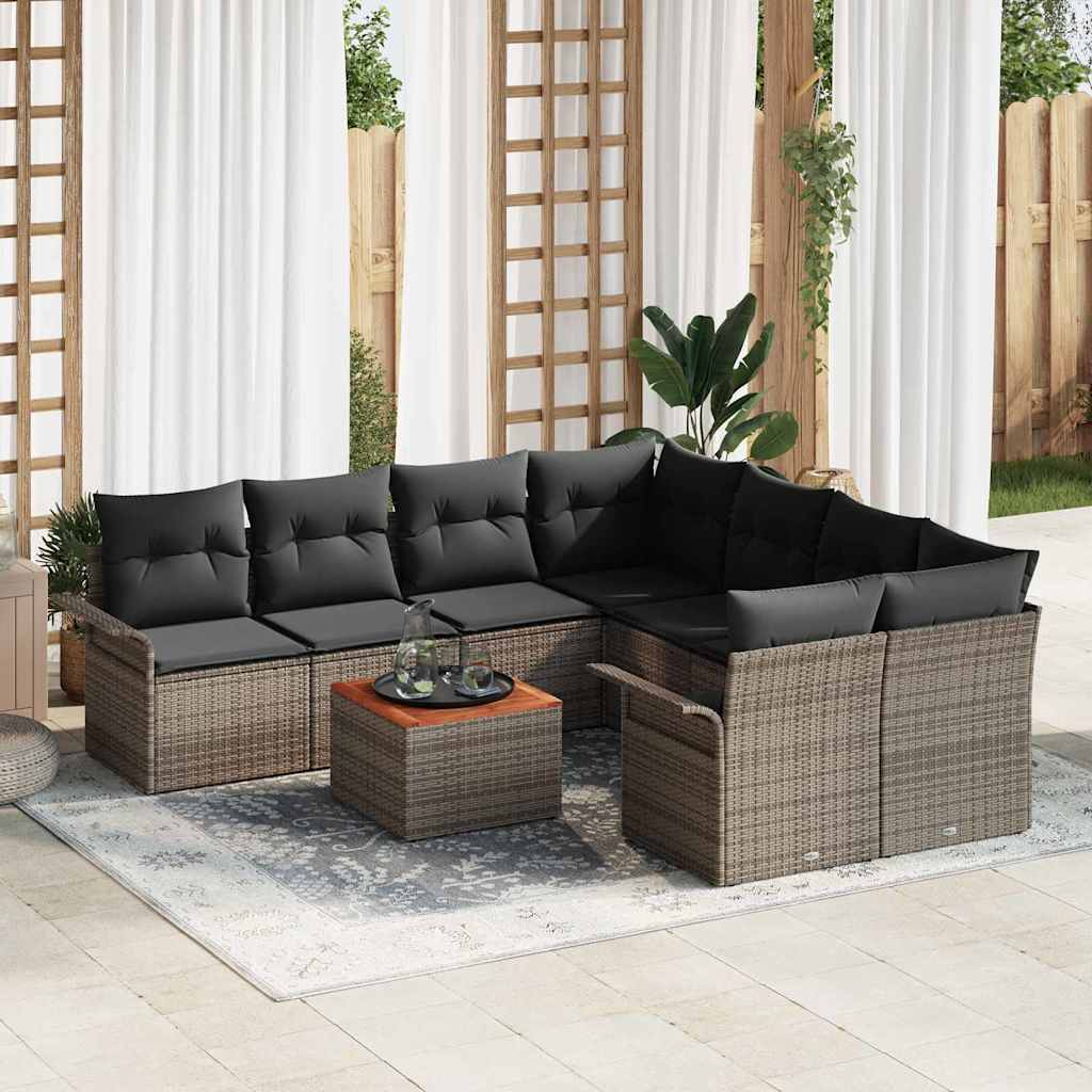 JUNG Vida Gartensofa-set mit Kissen 9 pcs Grau Poly-Rattan