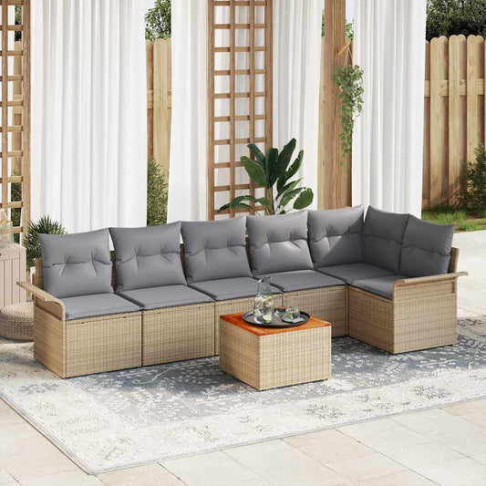 JUNG Vida Gartensofa-set mit Kissen 7 pcs Beige Poly-Rattan