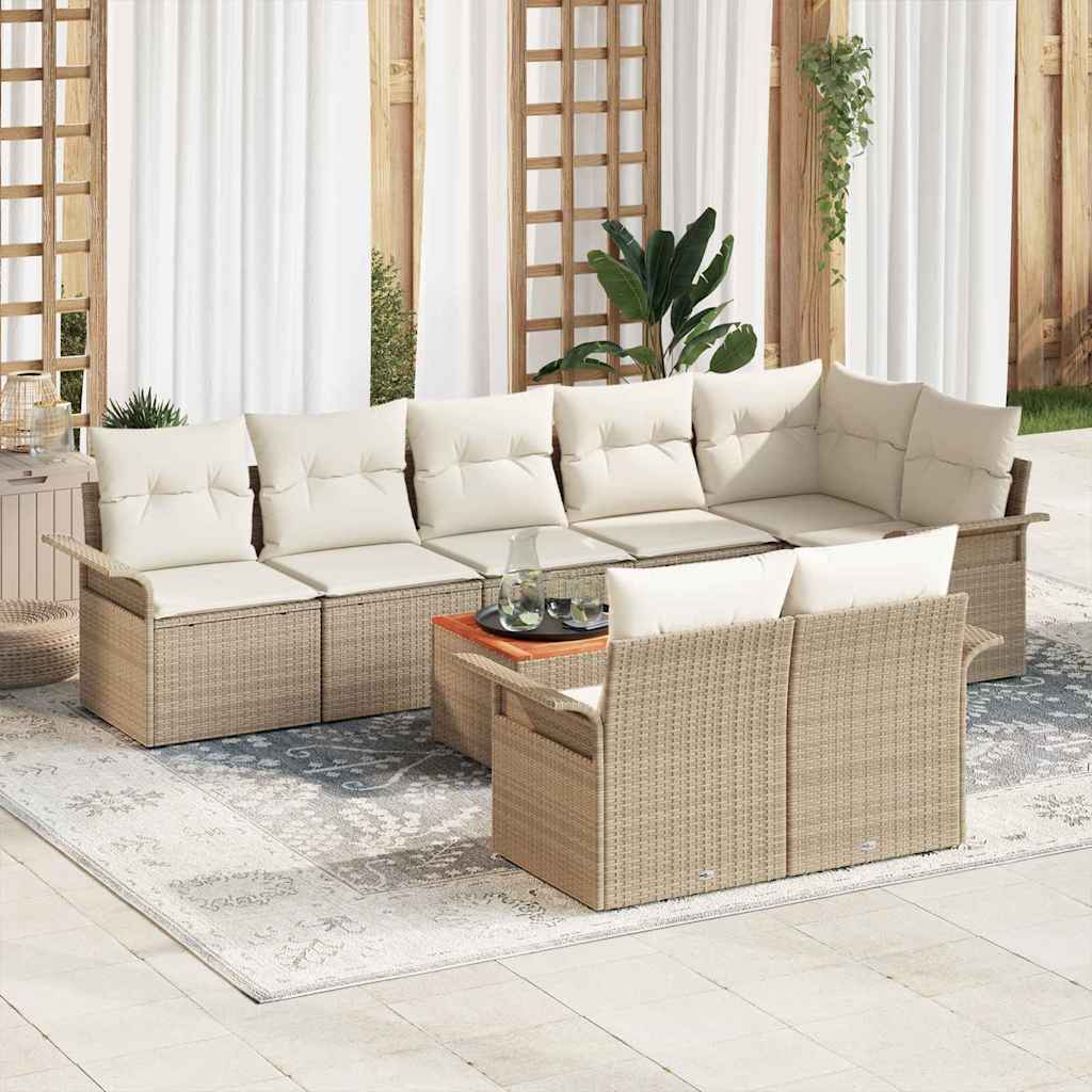 JUNG Vida Gartensofa-set mit Kissen 9 pcs Beige Poly-Rattan