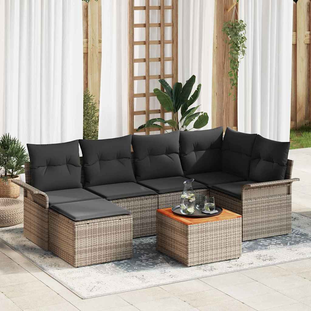 JUNG Vida Gartensofa-set mit Kissen 7 pcs Grau Poly-Rattan