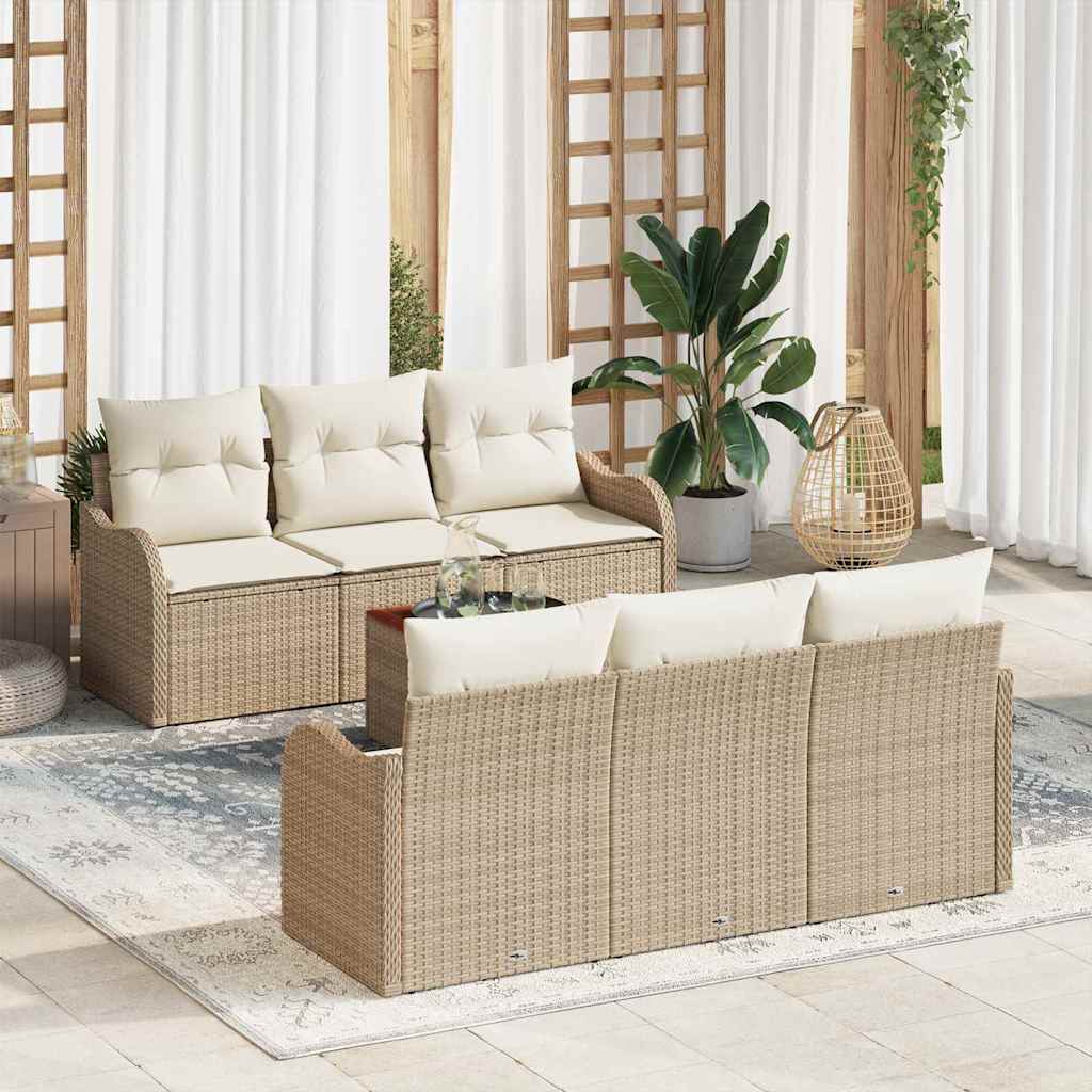JUNG Vida Gartensofa-set mit Kissen 7 pcs Beige Poly-Rattan
