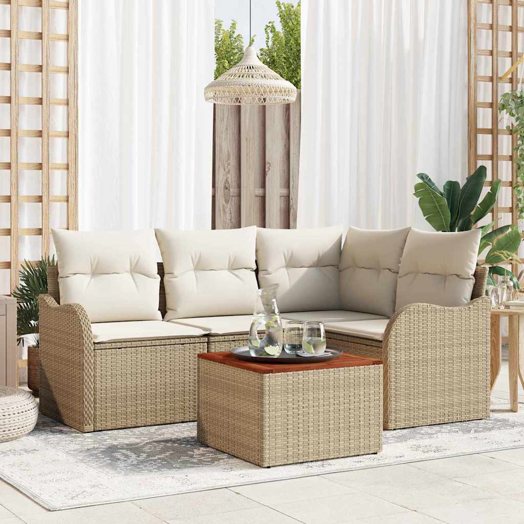 JUNG Vida Gartensofa-set mit Kissen 5 pcs Beige Poly-Rattan