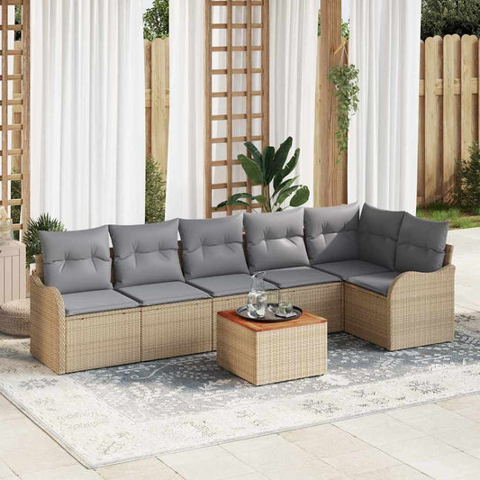 JUNG Vida Gartensofa-set mit Kissen 7 pcs Beige Poly-Rattan