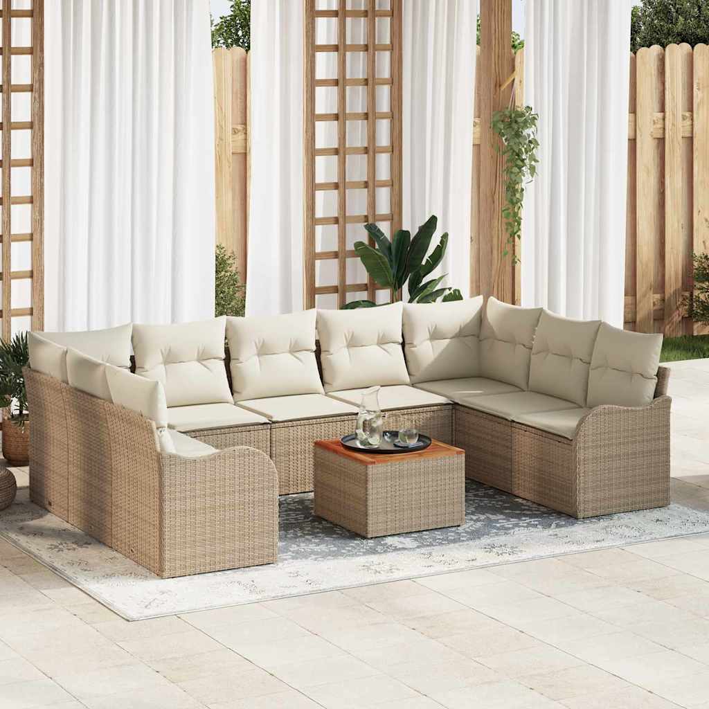 JUNG Vida Gartensofa-set mit Kissen 10 pcs Beige Poly-Rattan