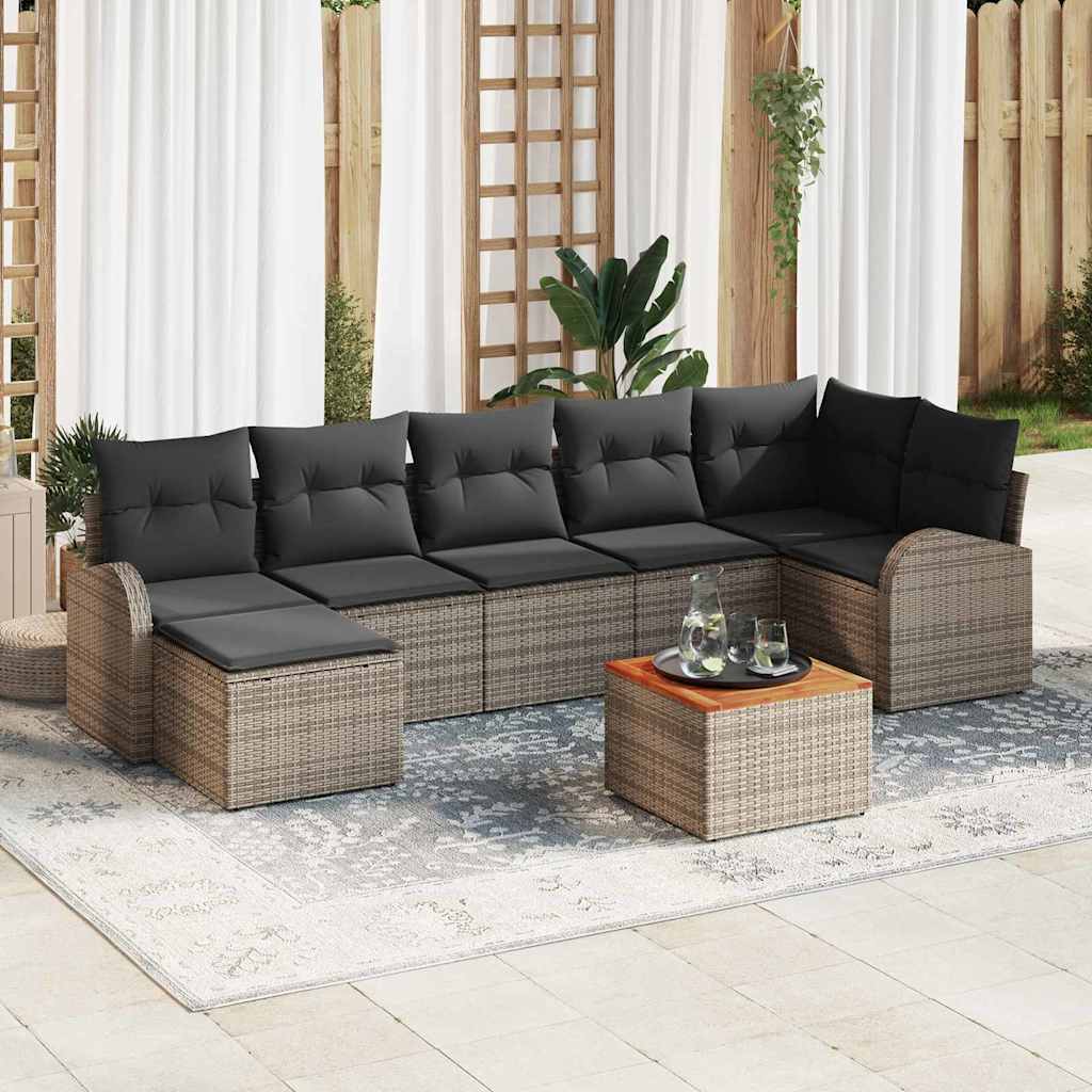 JUNG Vida Gartensofa-set mit Kissen 8 pcs Grau Poly-Rattan