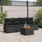 JUNG Vida Gartensofa-set mit Kissen 5 pcs Schwarz Poly-Rattan