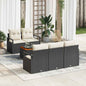 JUNG Vida Gartensofa-set mit Kissen 6 pcs Schwarz Poly-Rattan