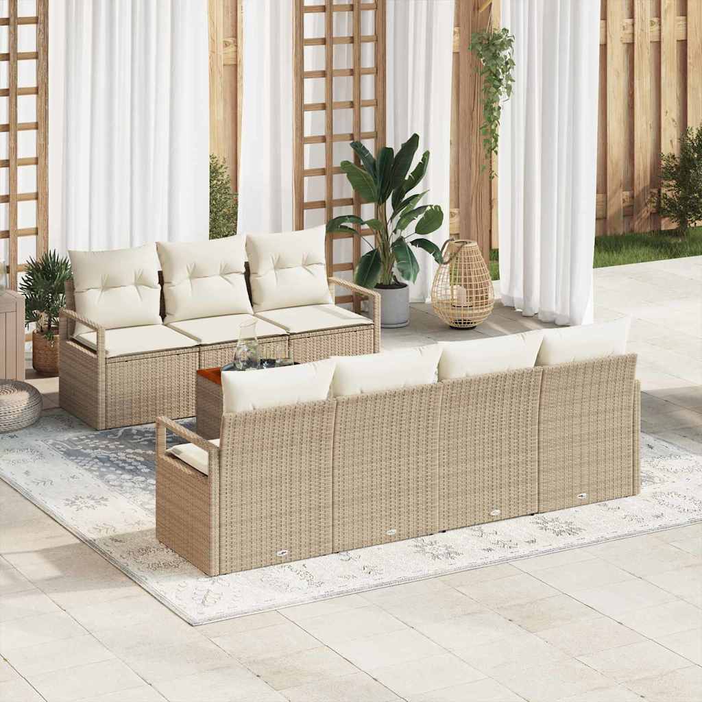 JUNG Vida Gartensofa-set mit Kissen 8 pcs Beige Poly-Rattan