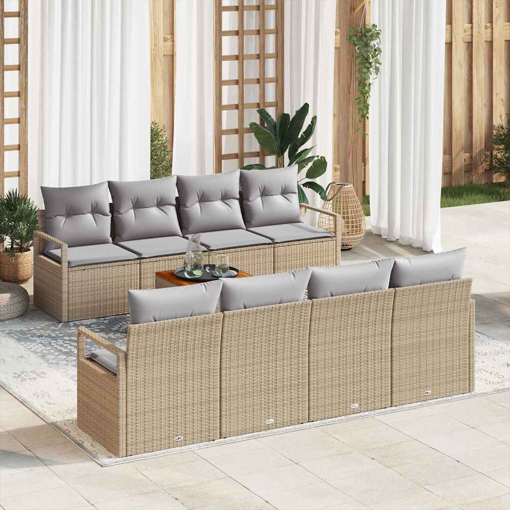 JUNG Vida Gartensofa-set mit Kissen 9 pcs Beige Poly-Rattan