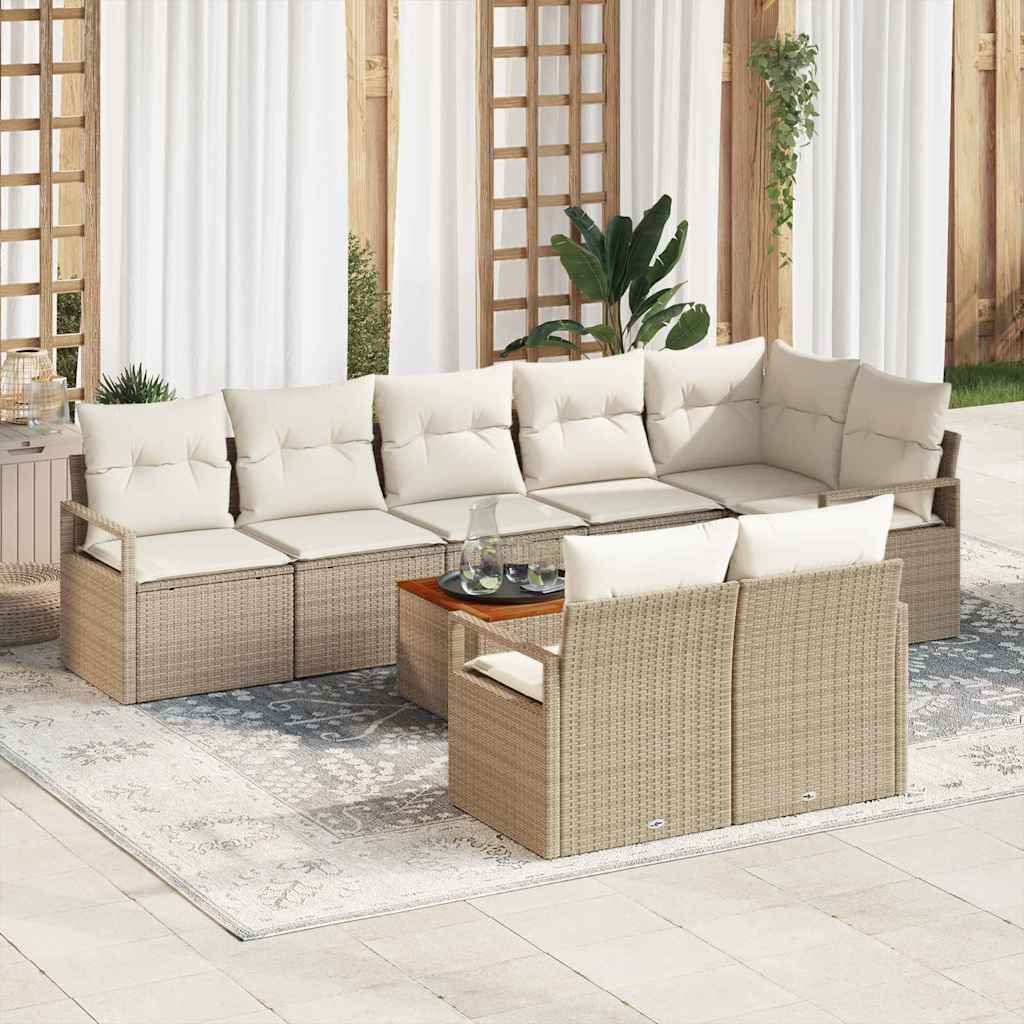 JUNG Vida Gartensofa-set mit Kissen 9 pcs Beige Poly-Rattan