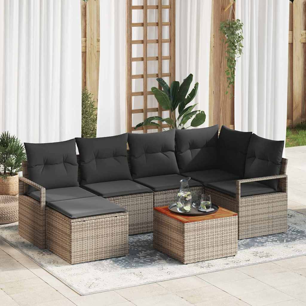 JUNG Vida Gartensofa-set mit Kissen 7 pcs Grau Poly-Rattan
