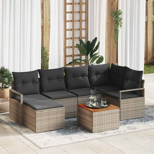 JUNG Vida Gartensofa-set mit Kissen 7 pcs Grau Poly-Rattan