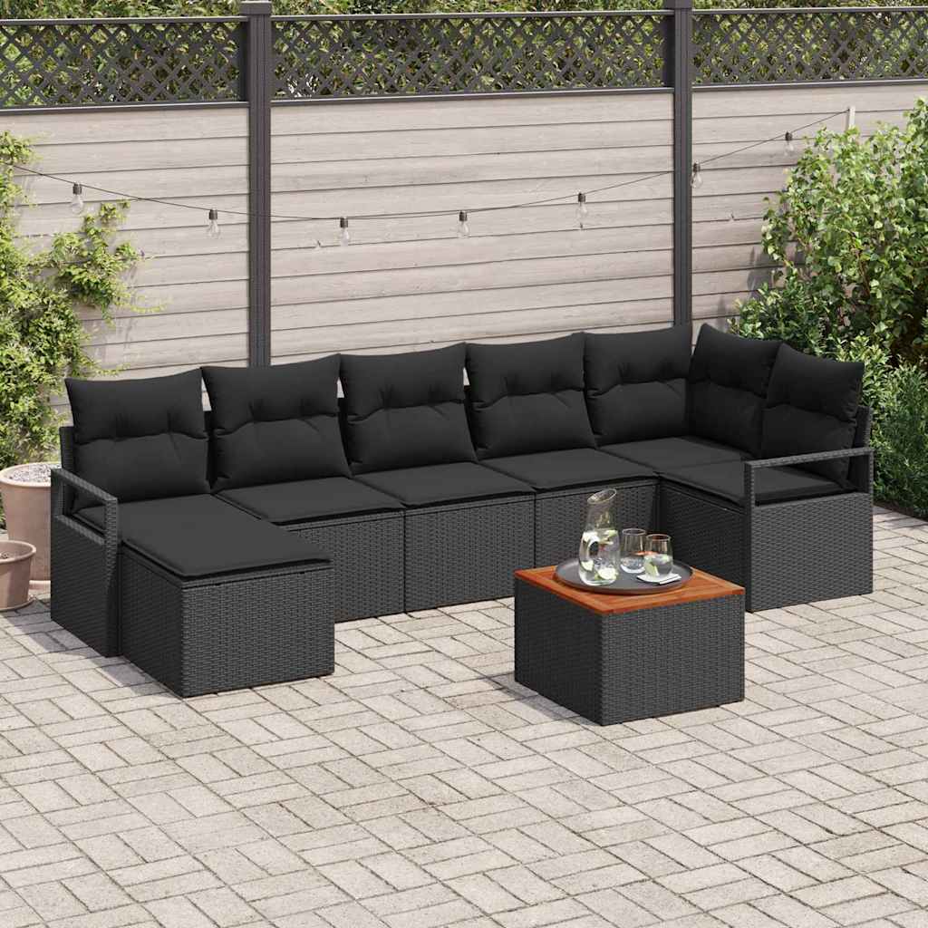 JUNG Vida Gartensofa-set mit Kissen 8 pcs Schwarz Poly-Rattan