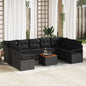 JUNG Vida Gartensofa-set mit Kissen 10 pcs Schwarz Poly-Rattan