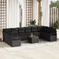JUNG Vida Gartensofa-set mit Kissen 11 pcs Schwarz Poly-Rattan
