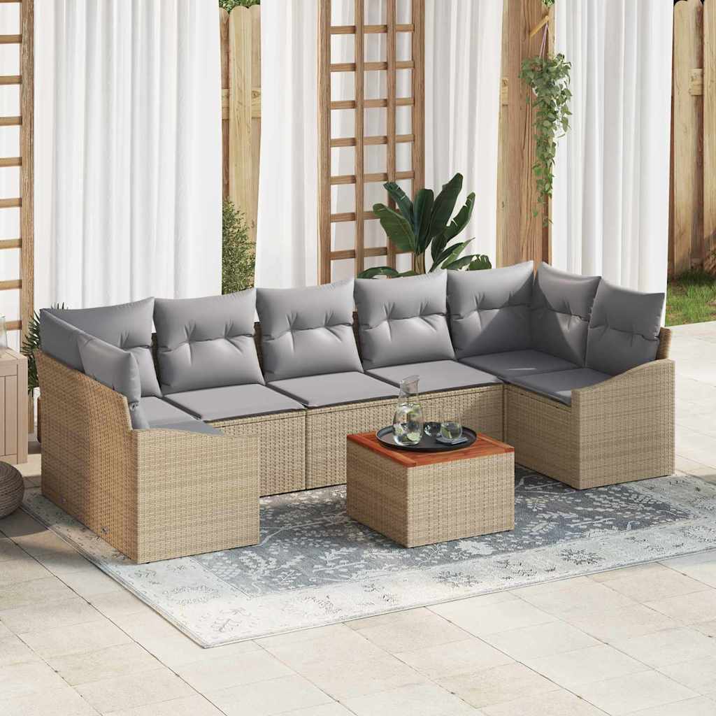 JUNG Vida Gartensofa-set mit Kissen 8 pcs Beige Poly-Rattan