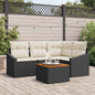 JUNG Vida Gartensofa-set mit Kissen 5 pcs Schwarz Poly-Rattan