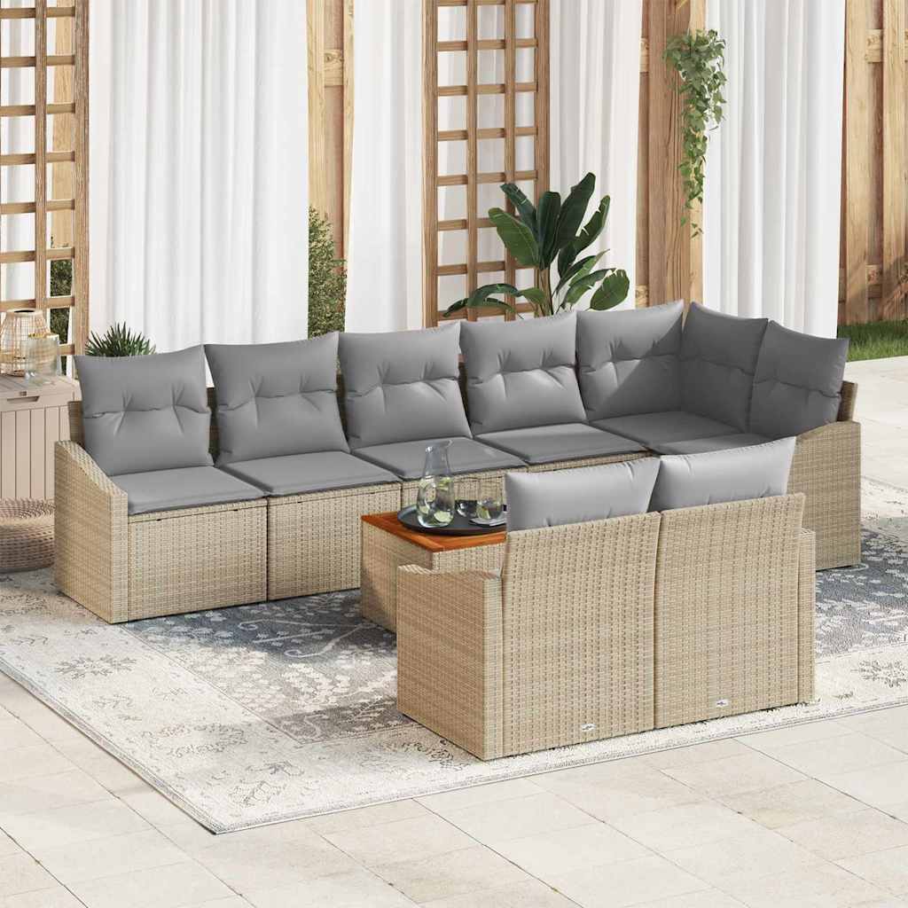 JUNG Vida Gartensofa-set mit Kissen 9 pcs Beige Poly-Rattan