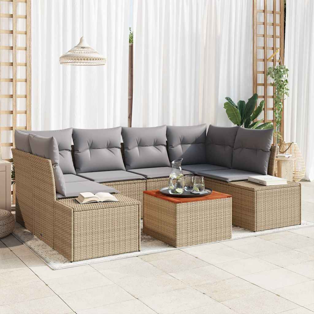JUNG Vida Gartensofa-set mit Kissen 7 pcs Beige Poly-Rattan
