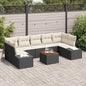JUNG Vida Gartensofa-set mit Kissen 8 pcs Schwarz Poly-Rattan