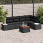 JUNG Vida Gartensofa-set mit Kissen 6 pcs Schwarz Poly-Rattan