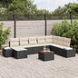 JUNG Vida Gartensofa-set mit Kissen 9 pcs Schwarz Poly-Rattan