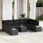 JUNG Vida Gartensofa-set mit Kissen 10 pcs Schwarz Poly-Rattan
