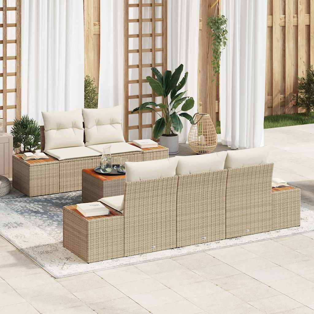 JUNG Vida Gartensofa-set mit Kissen 6 pcs Beige Poly Rattan