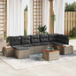 JUNG Vida Garten-Sofa-Set mit Kissen 8 pcs Grau Poly-Rattan