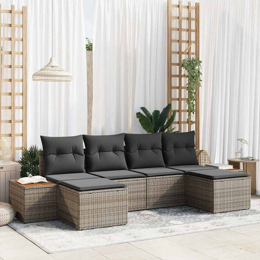 JUNG Vida Gartensofa-set mit Kissen 6 pcs Grau Poly-Rattan
