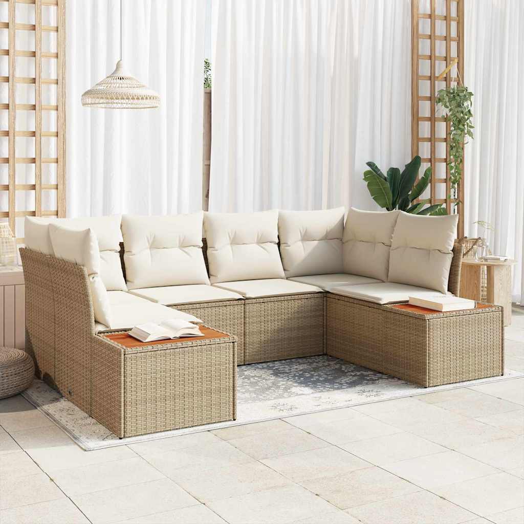 JUNG Vida Gartensofa-set mit Kissen 6 pcs Beige Poly-Rattan