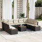 JUNG Vida Gartensofa-set mit Kissen 10 pcs Schwarz Poly Rattan