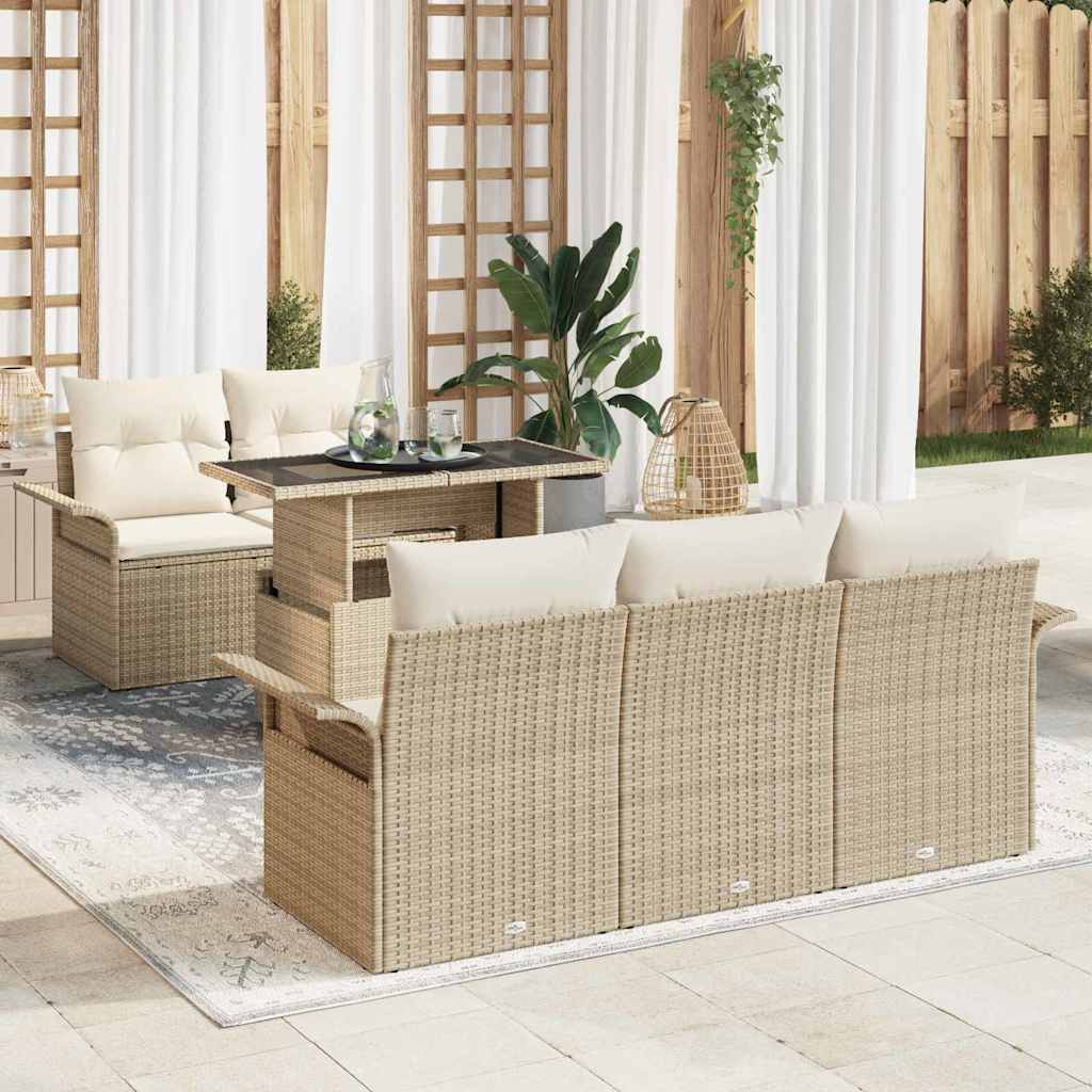 JUNG Vida Gartensofa-set mit Kissen 6 pcs Beige Poly-Rattan