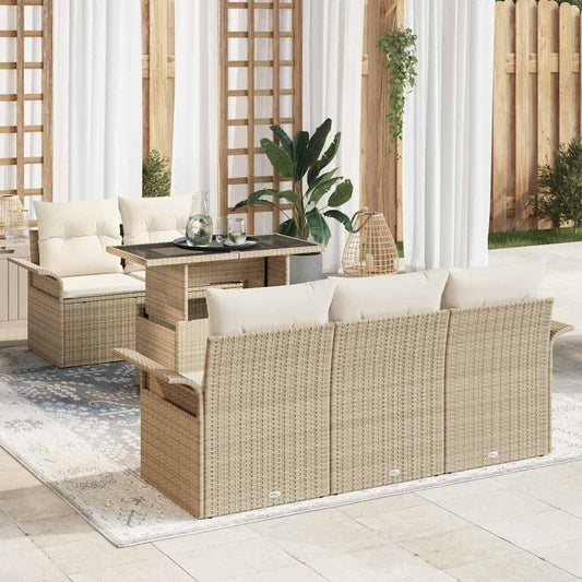 JUNG Vida Gartensofa-set mit Kissen 6 pcs Beige Poly-Rattan