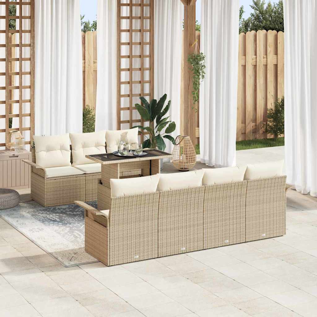 JUNG Vida Gartensofa-set mit Kissen 8 pcs Beige Poly-Rattan
