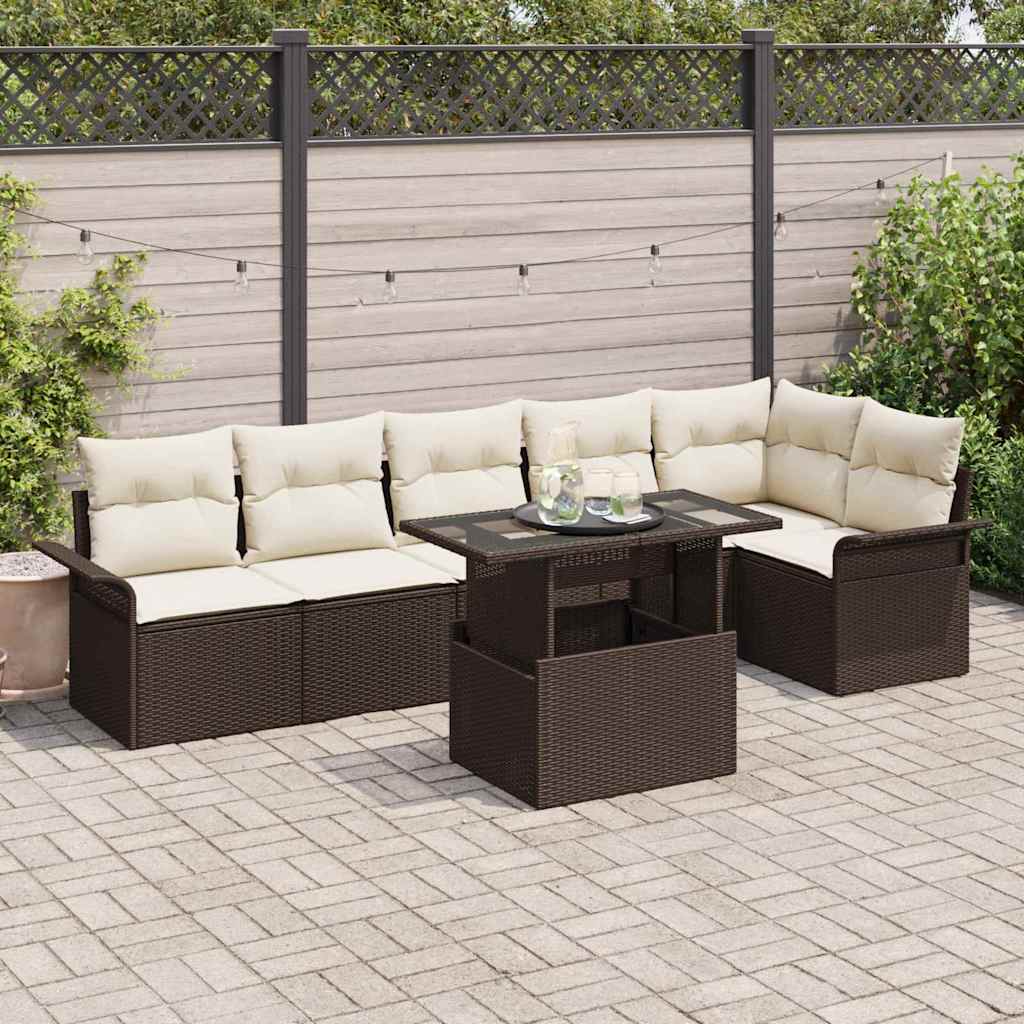 JUNG Vida Gartensofa-set mit Kissen 7 pcs Braun Poly-Rattan