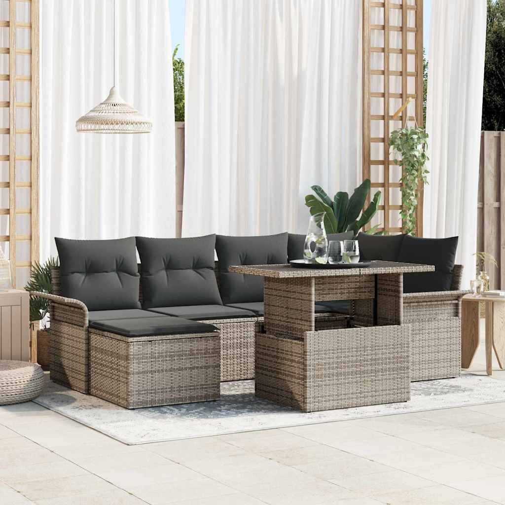 JUNG Vida Gartensofa-set mit Kissen 7 pcs Grau Poly-Rattan