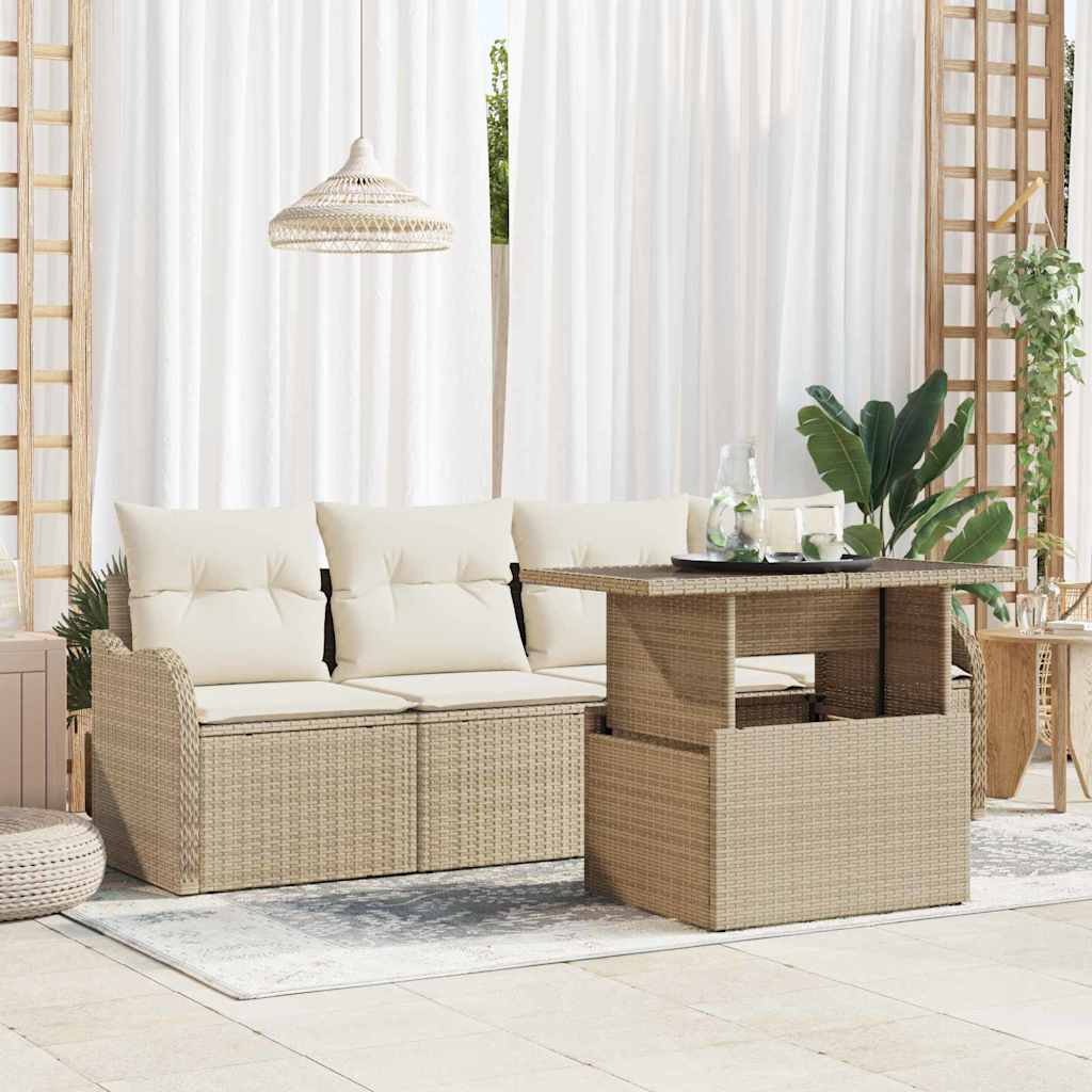 JUNG Vida Sofa Set mit Kissen 5 pcs Beige Poly-Rattan