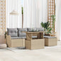 JUNG Vida Sitzgruppe für den Outdoor mit Kissen 6 pcs Beige Poly Rattan