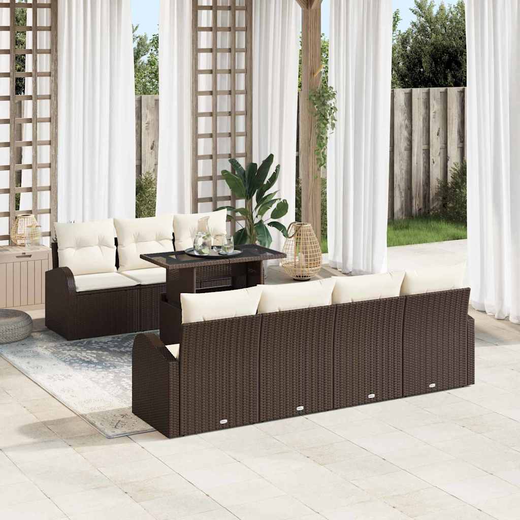 JUNG Vida Gartensofa-set mit Kissen 8 pcs Braun Poly-Rattan