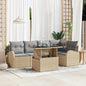 JUNG Vida Gartensofa-set mit Kissen 6 pcs Beige und Hellgrau Poly-Rattan