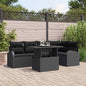 JUNG Vida Garten-Sofa-Set mit Kissen 6 pcs Schwarz Poly-Rattan