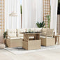 JUNG Vida Garten-Sofa-Set mit Kissen 6 pcs Beige und Creme Poly-Rattan
