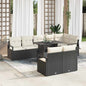 JUNG Vida Garten-Sofa-Set mit Kissen 9 pcs Schwarz und Creme Poly-Rattan