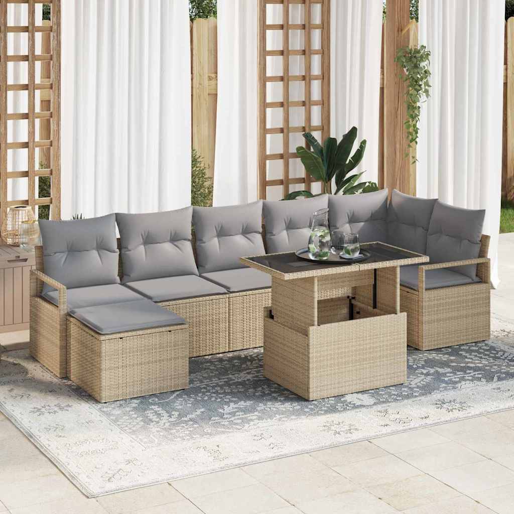 JUNG Vida Garten-Sofa-Set mit Kissen 8 pcs Beige und Hellgrau