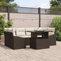 JUNG Vida Garten-Sofa-Set mit Kissen 7 pcs Braun und Creme Poly-Rattan