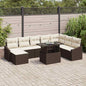 JUNG Vida Sofa Set mit Kissen 9 pcs Braun und Creme Poly-Rattan