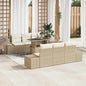 JUNG Vida Sofa Set mit Kissen 7 pcs Beige und Creme Poly-Rattan