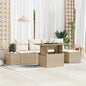 JUNG Vida Gartensofa-set mit Kissen 6 pcs Beige und Creme Poly-Rattan
